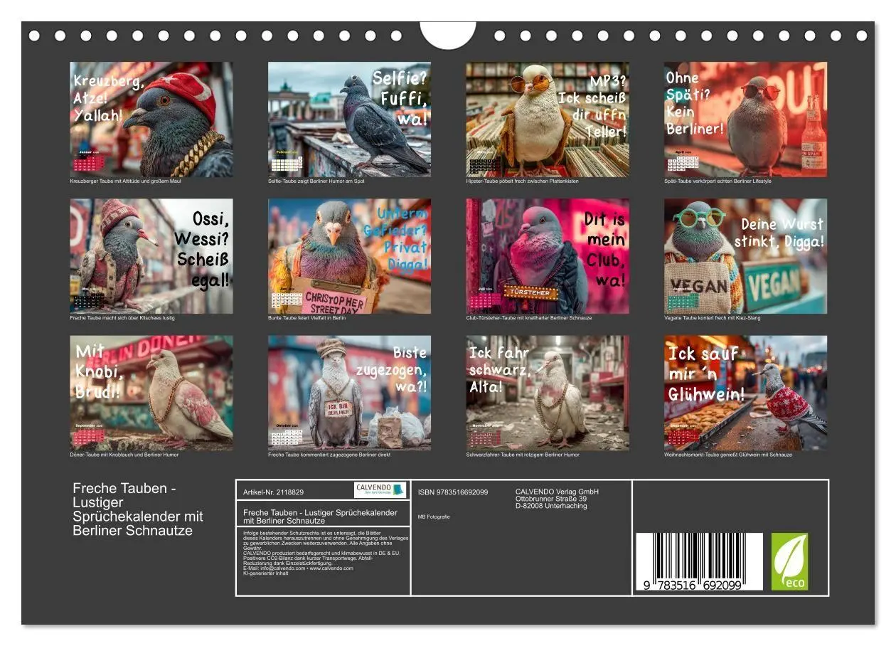 Bild: 9783516692099 | Freche Tauben - Lustiger Sprüchekalender mit Berliner Schnautze...
