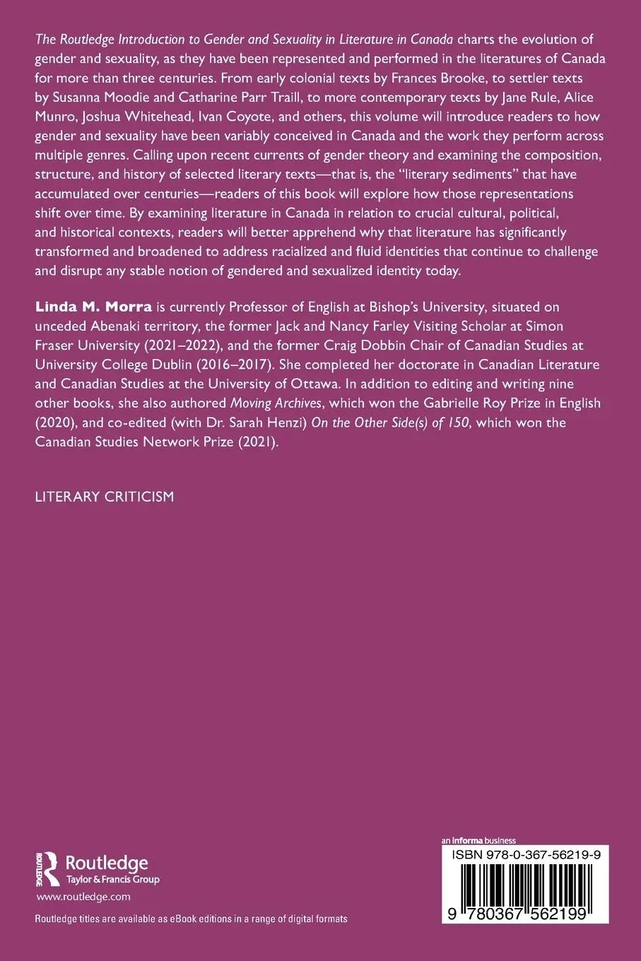 Rückseite: 9780367562199 | The Routledge Introduction to Gender and Sexuality in Literature in...