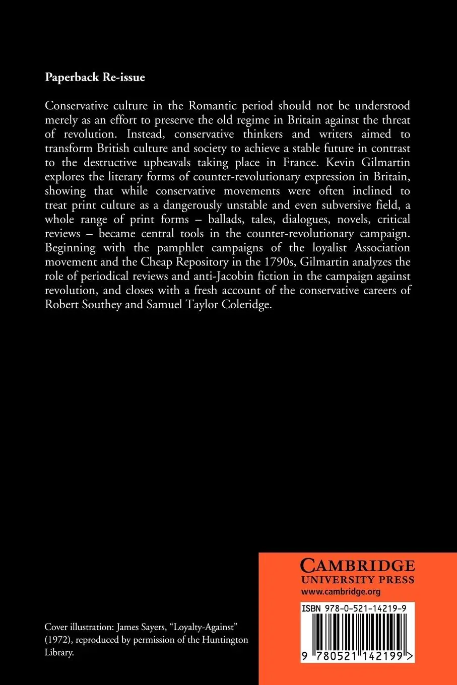 Rückseite: 9780521142199 | Writing Against Revolution | Kevin Gilmartin (u. a.) | Taschenbuch