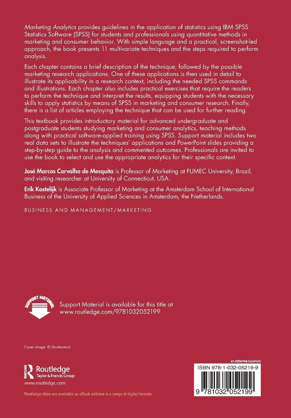 Rückseite: 9781032052199 | Marketing Analytics | José Marcos Carvalho de Mesquita (u. a.) | Buch
