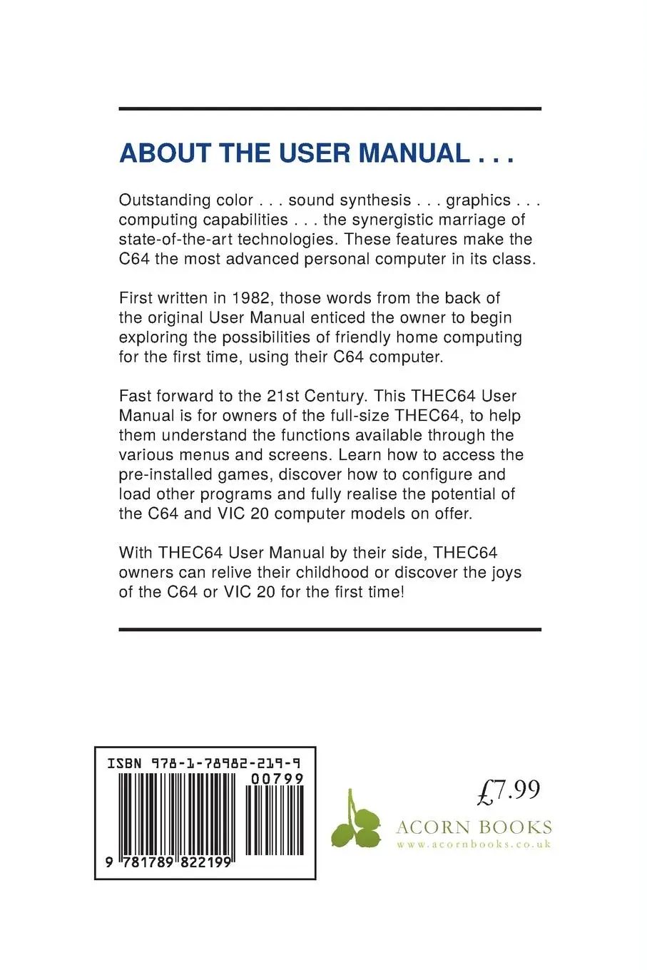 Rückseite: 9781789822199 | THEC64 MicroComputer User Manual | Retro Games Ltd | Taschenbuch