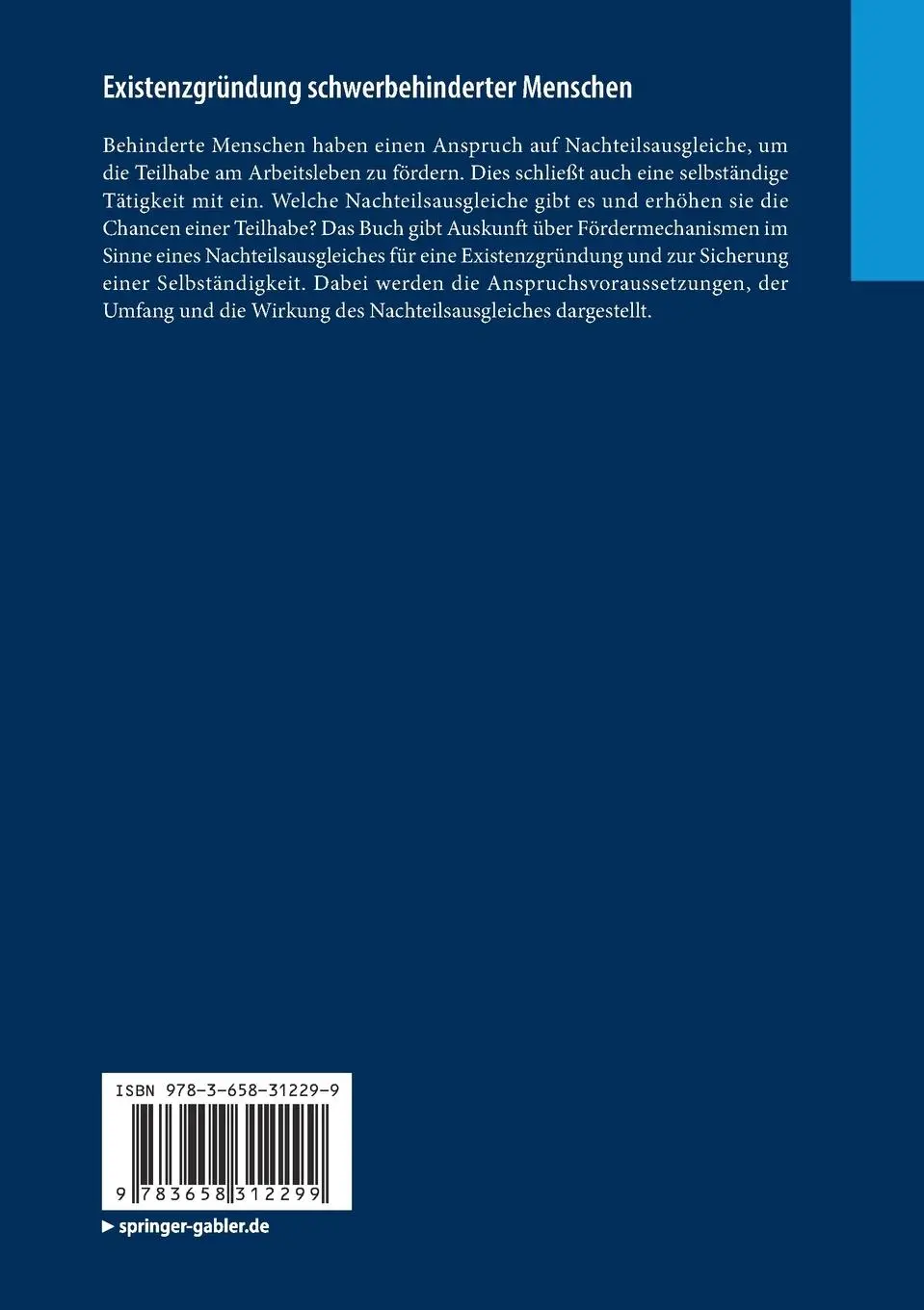 Rückseite: 9783658312299 | Existenzgründung schwerbehinderter Menschen | Normen Franzke | Buch