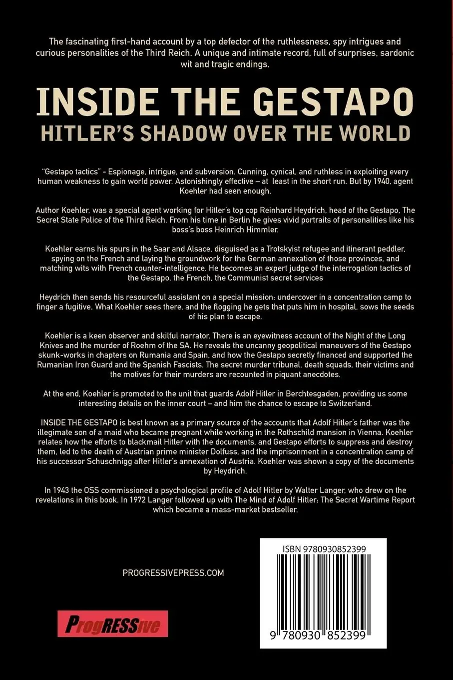 Rückseite: 9780930852399 | Inside the Gestapo | Hitler's Shadow Over the World | Koehler | Buch