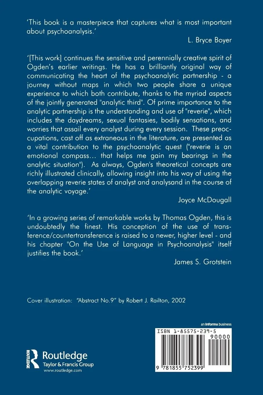 Rückseite: 9781855752399 | Reverie and Interpretation | Sensing Something Human | Thomas H. Ogden
