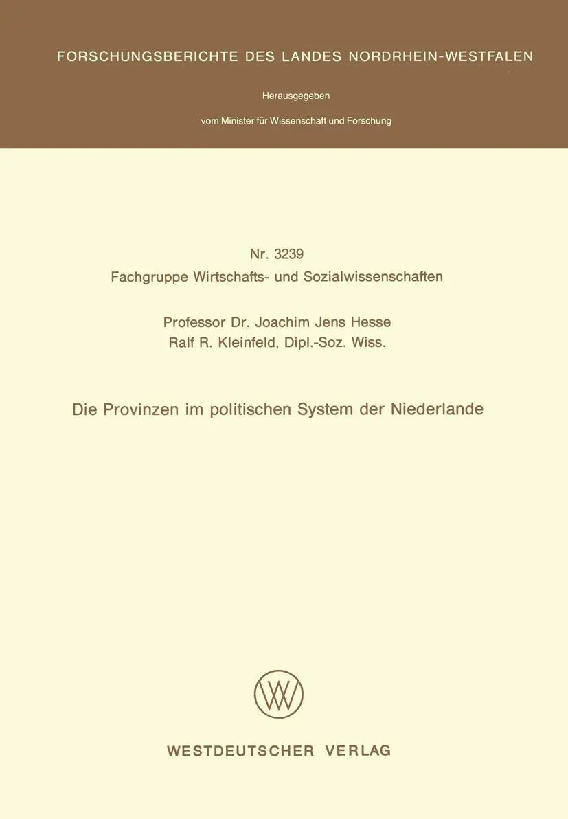 Cover: 9783531032399 | Die Provinzen im politischen System der Niederlande | Hesse | Buch