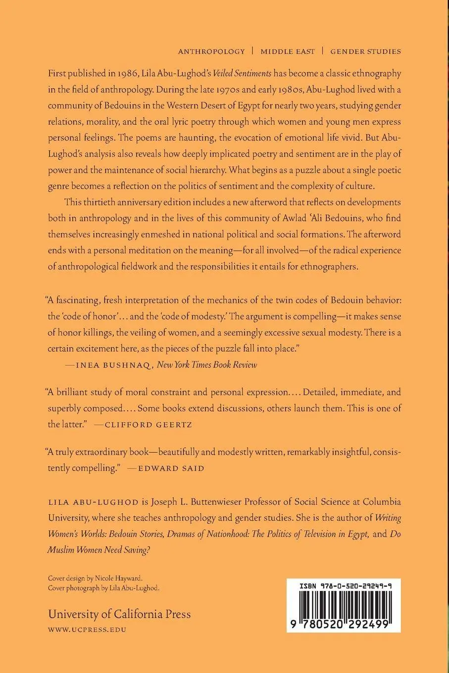 Rückseite: 9780520292499 | Veiled Sentiments | Honor and Poetry in a Bedouin Society | Abu-Lughod