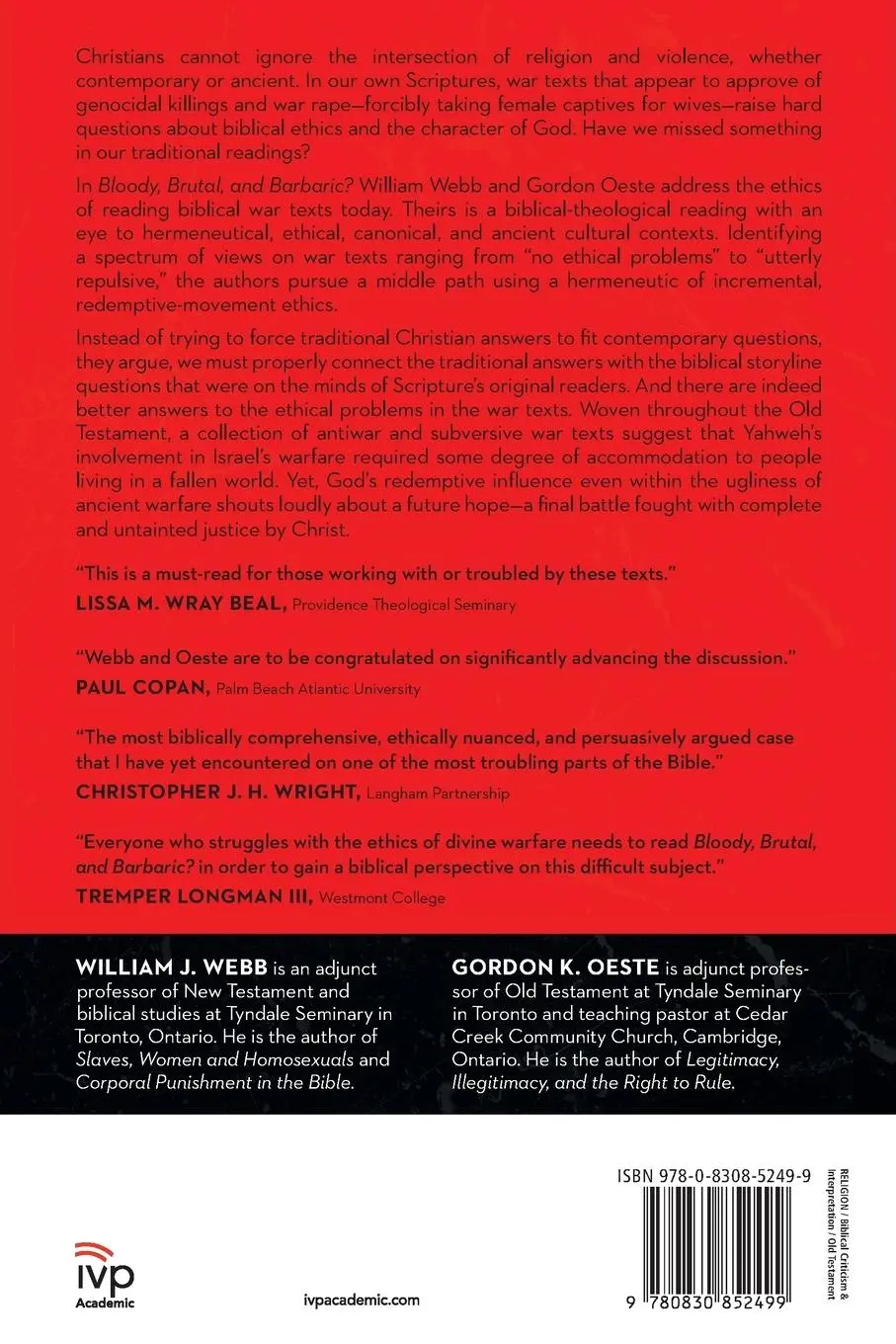Rückseite: 9780830852499 | Bloody, Brutal, and Barbaric? | Wrestling with Troubling War Texts