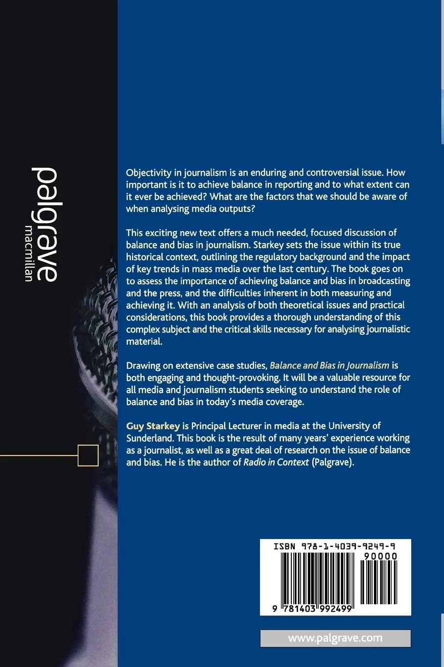 Rückseite: 9781403992499 | Balance and Bias in Journalism | Guy Starkey | Taschenbuch | Englisch