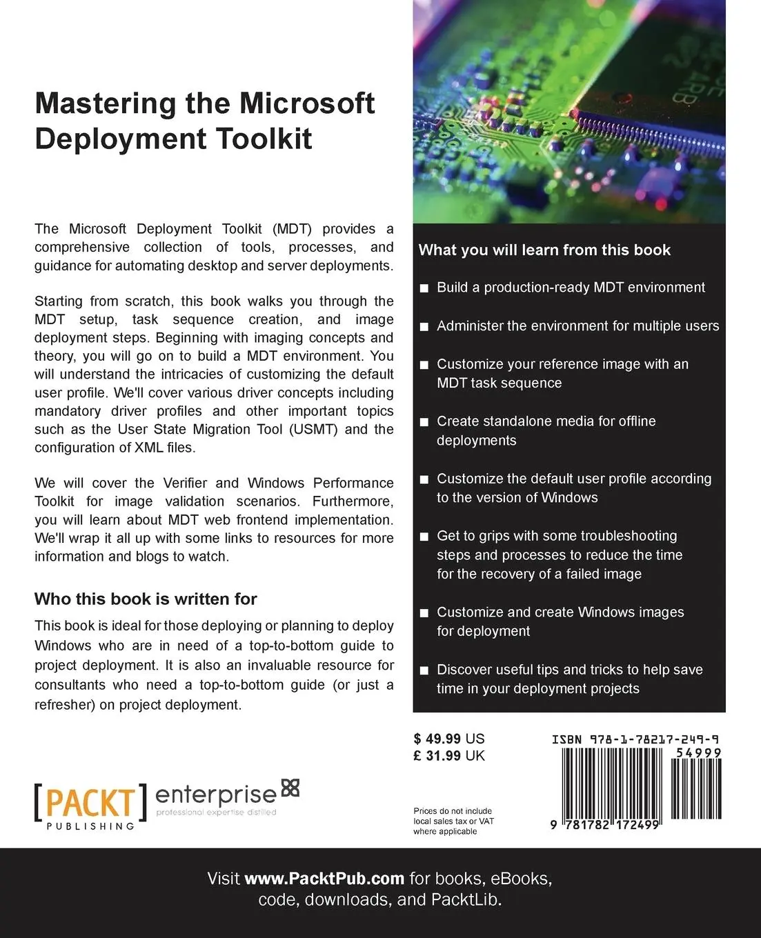 Rückseite: 9781782172499 | Mastering the Microsoft Deployment Toolkit | Jeff Stokes | Taschenbuch