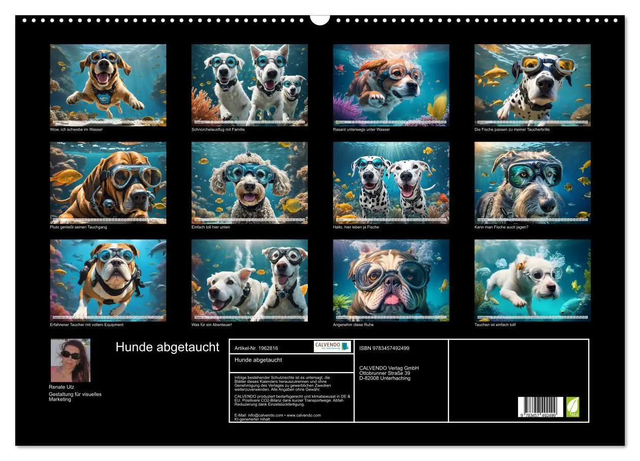 Bild: 9783457492499 | Hunde abgetaucht (Wandkalender 2026 DIN A2 quer), CALVENDO...