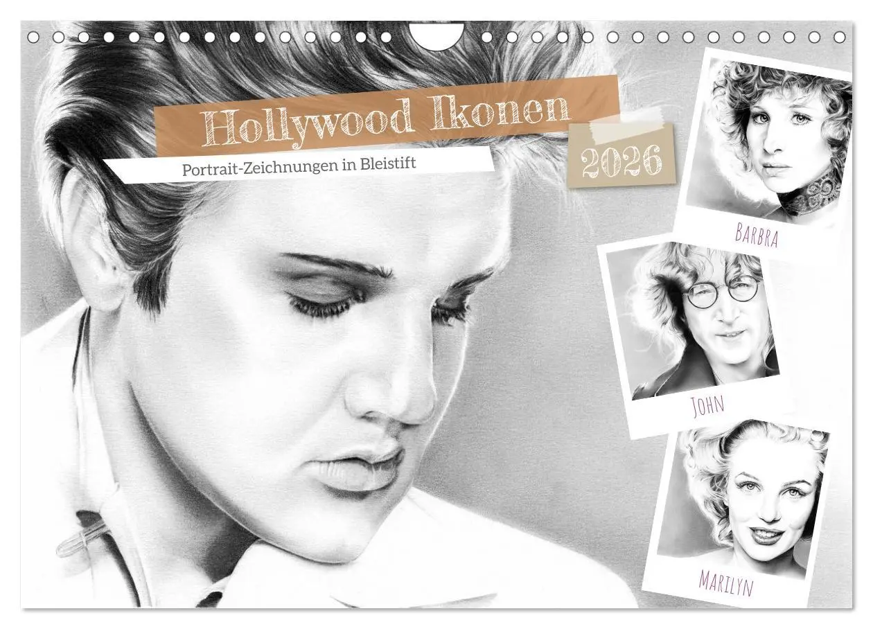 Cover: 9783457942499 | Hollywood Ikonen in Bleistift (Wandkalender 2026 DIN A4 quer),...