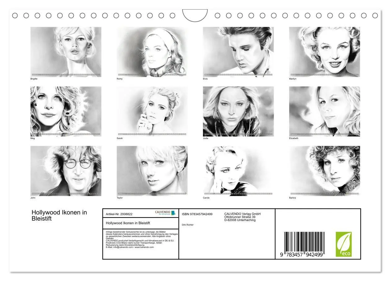 Bild: 9783457942499 | Hollywood Ikonen in Bleistift (Wandkalender 2026 DIN A4 quer),...