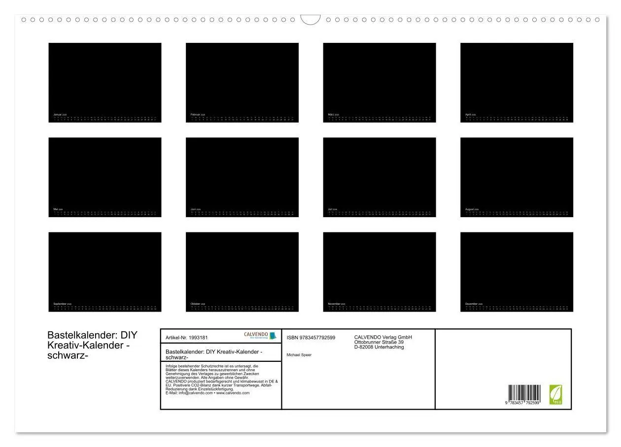 Bild: 9783457792599 | Bastelkalender: DIY Kreativ-Kalender -schwarz- (Wandkalender 2026...