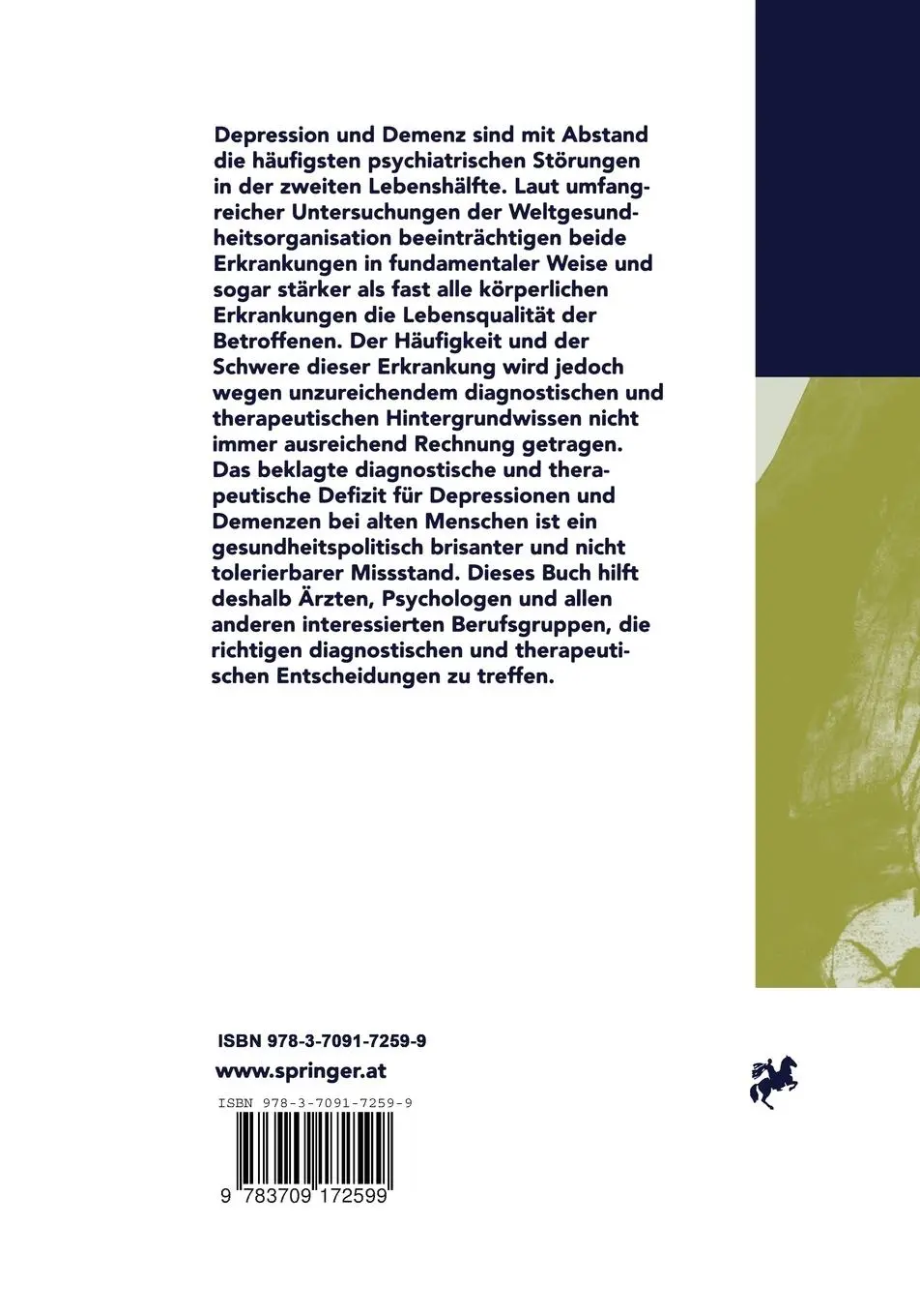 Rückseite: 9783709172599 | Depression und Demenz im Alter | Ulrich Hegerl (u. a.) | Taschenbuch