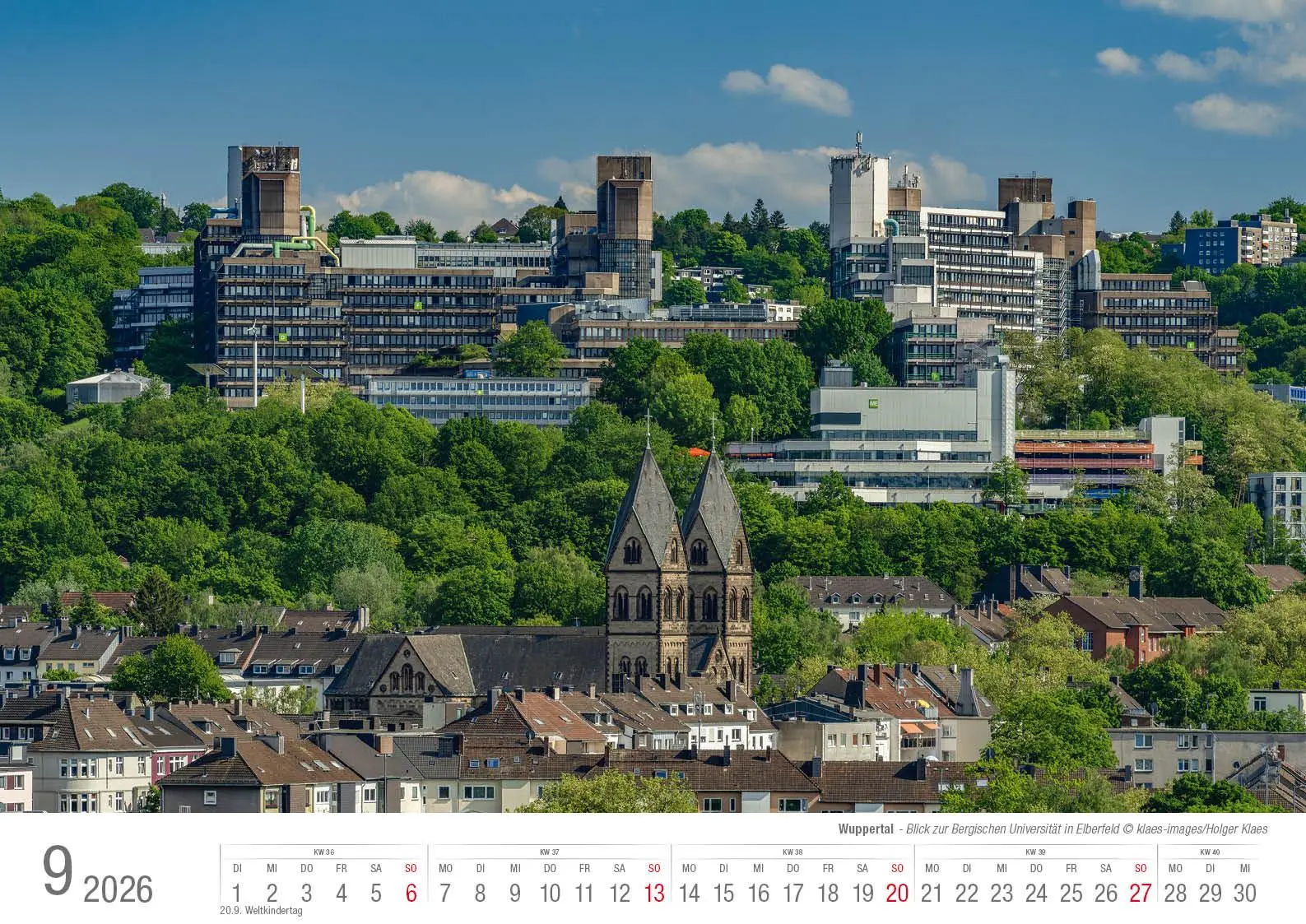 Bild: 9783965352599 | Wuppertal 2026 Bildkalender A3 Spiralbindung | Holger Klaes | Kalender