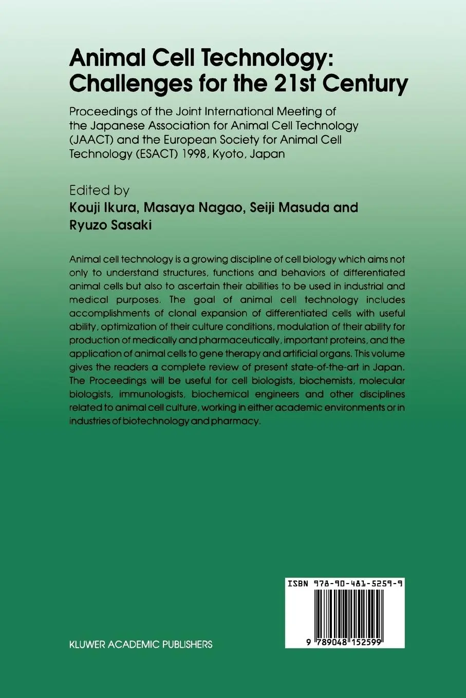 Rückseite: 9789048152599 | Animal Cell Technology | Kouji Ikura (u. a.) | Taschenbuch | xiv