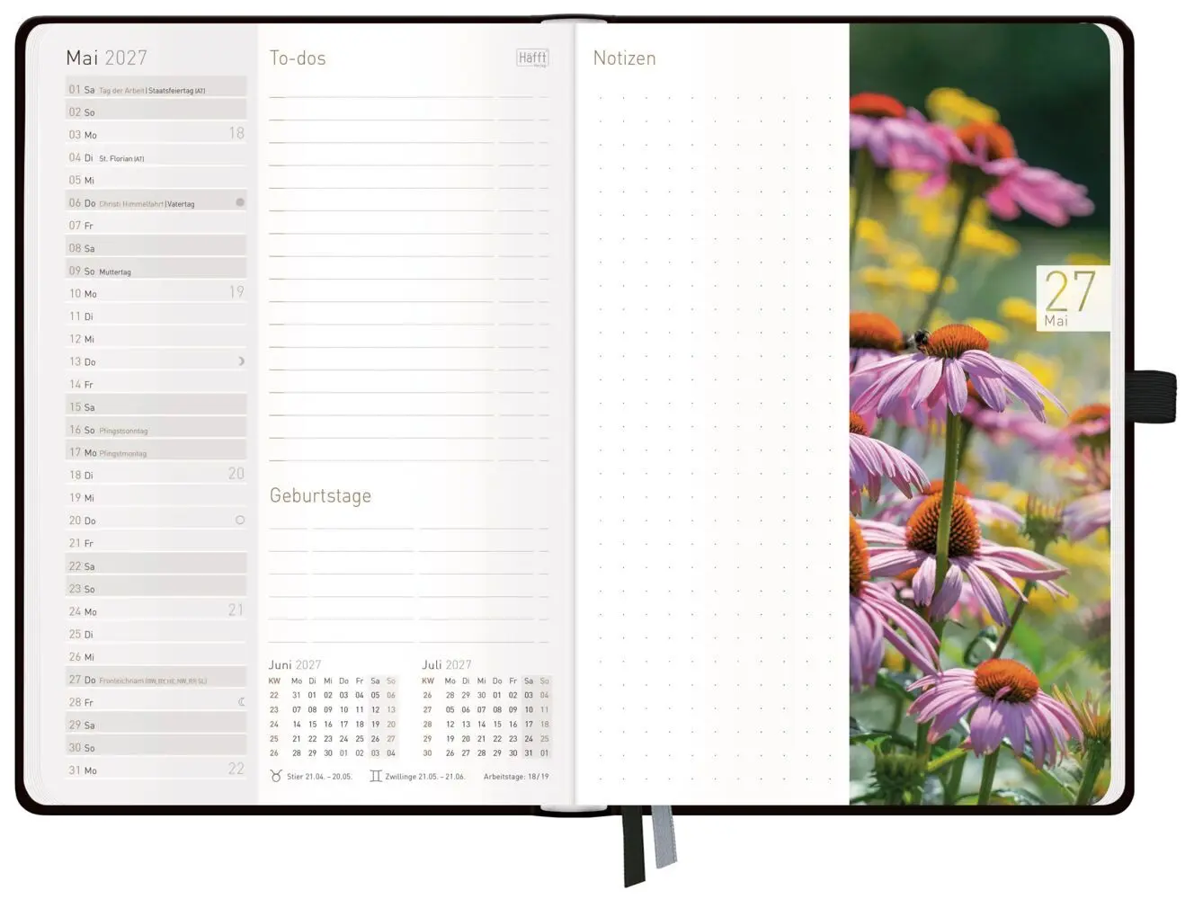 Bild: 4029357112699 | Chäff-Timer Premium A5 2027 | Motiv [Minty Leaves] | Häfft-Verlag GmbH