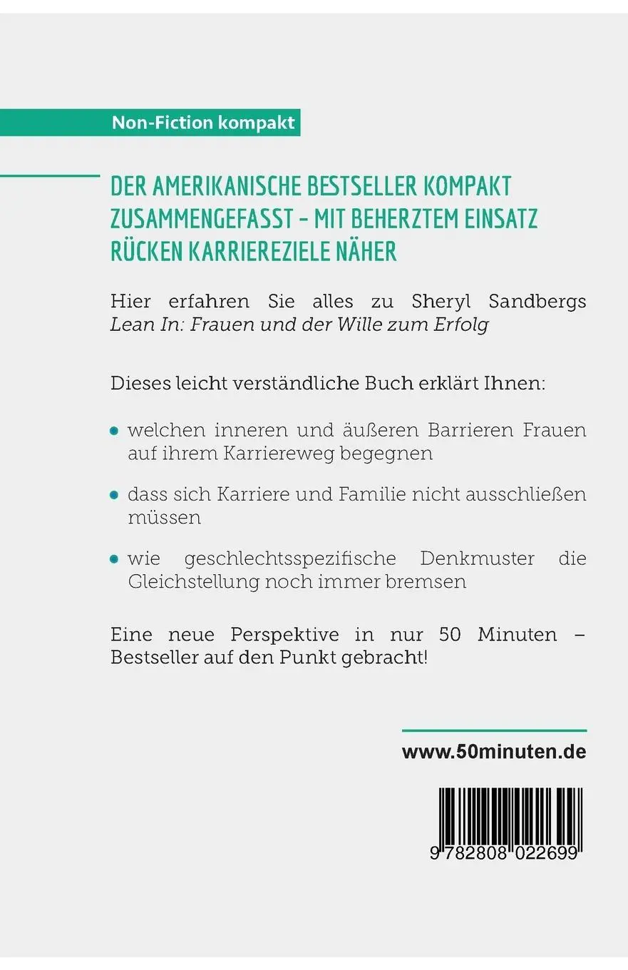 Rückseite: 9782808022699 | Lean In. Zusammenfassung &amp; Analyse des Bestsellers von Sheryl Sandberg
