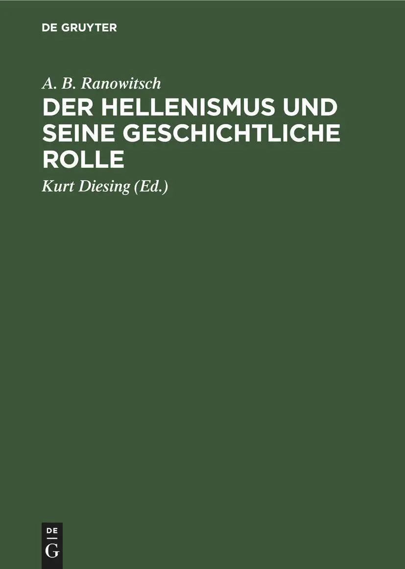 Cover: 9783112612699 | Der Hellenismus und seine geschichtliche Rolle | A. B. Ranowitsch