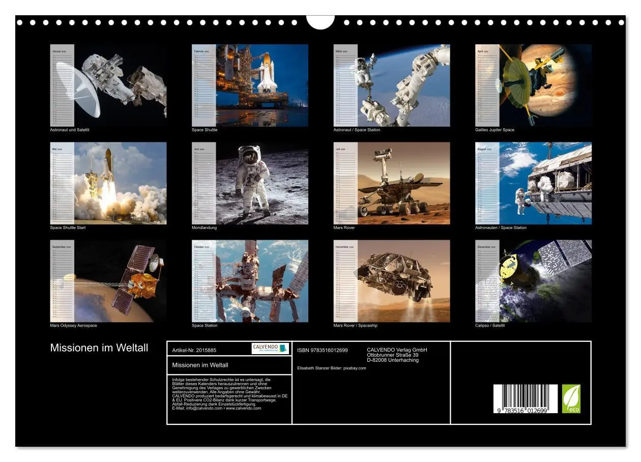 Bild: 9783516012699 | Missionen im Weltall (Wandkalender 2026 DIN A3 quer), CALVENDO...
