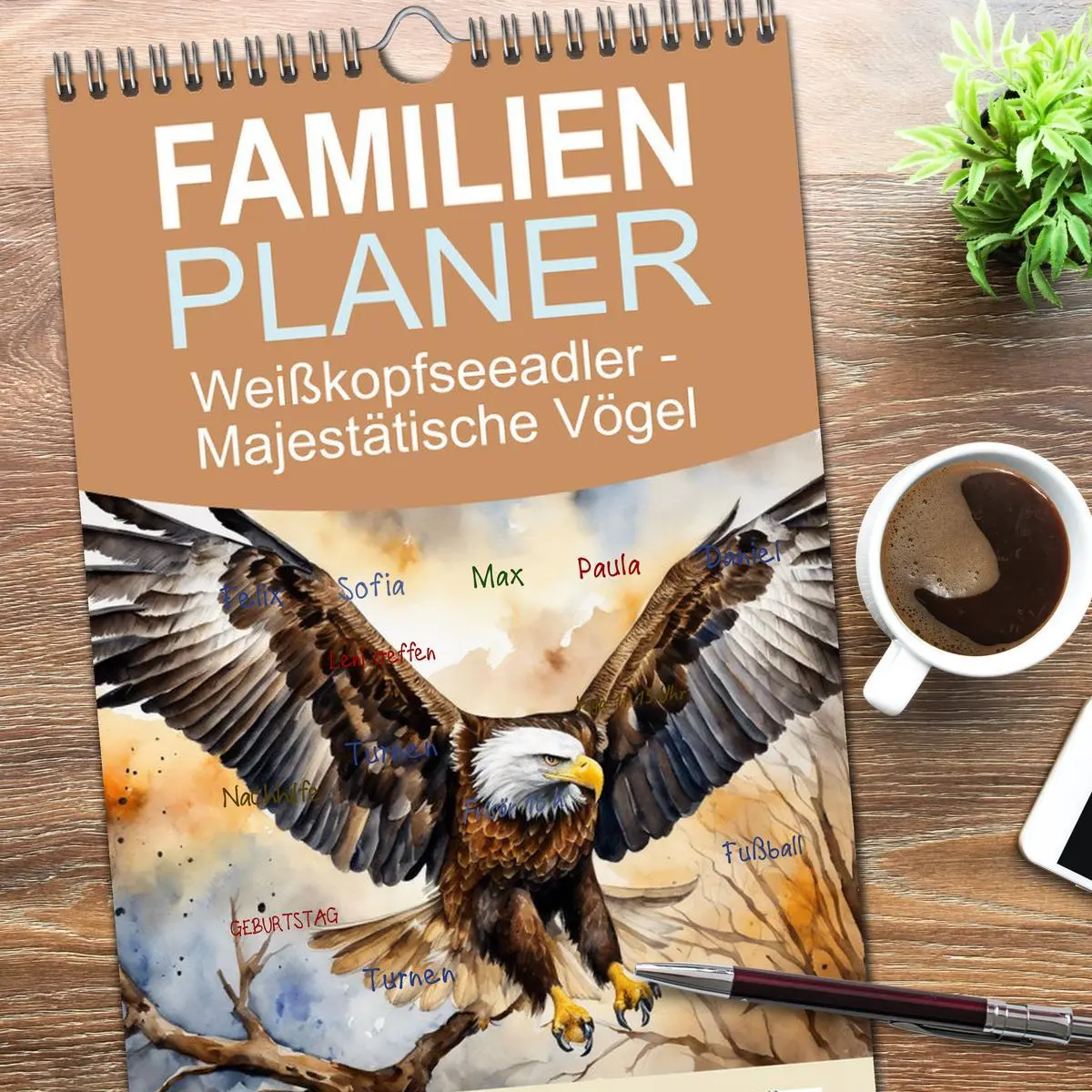 Bild: 9783516492699 | Familienplaner 2026 - Weißkopfseeadler - Majestätische Vögel mit 5...