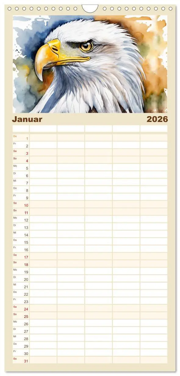 Bild: 9783516492699 | Familienplaner 2026 - Weißkopfseeadler - Majestätische Vögel mit 5...