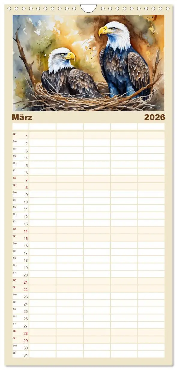 Bild: 9783516492699 | Familienplaner 2026 - Weißkopfseeadler - Majestätische Vögel mit 5...