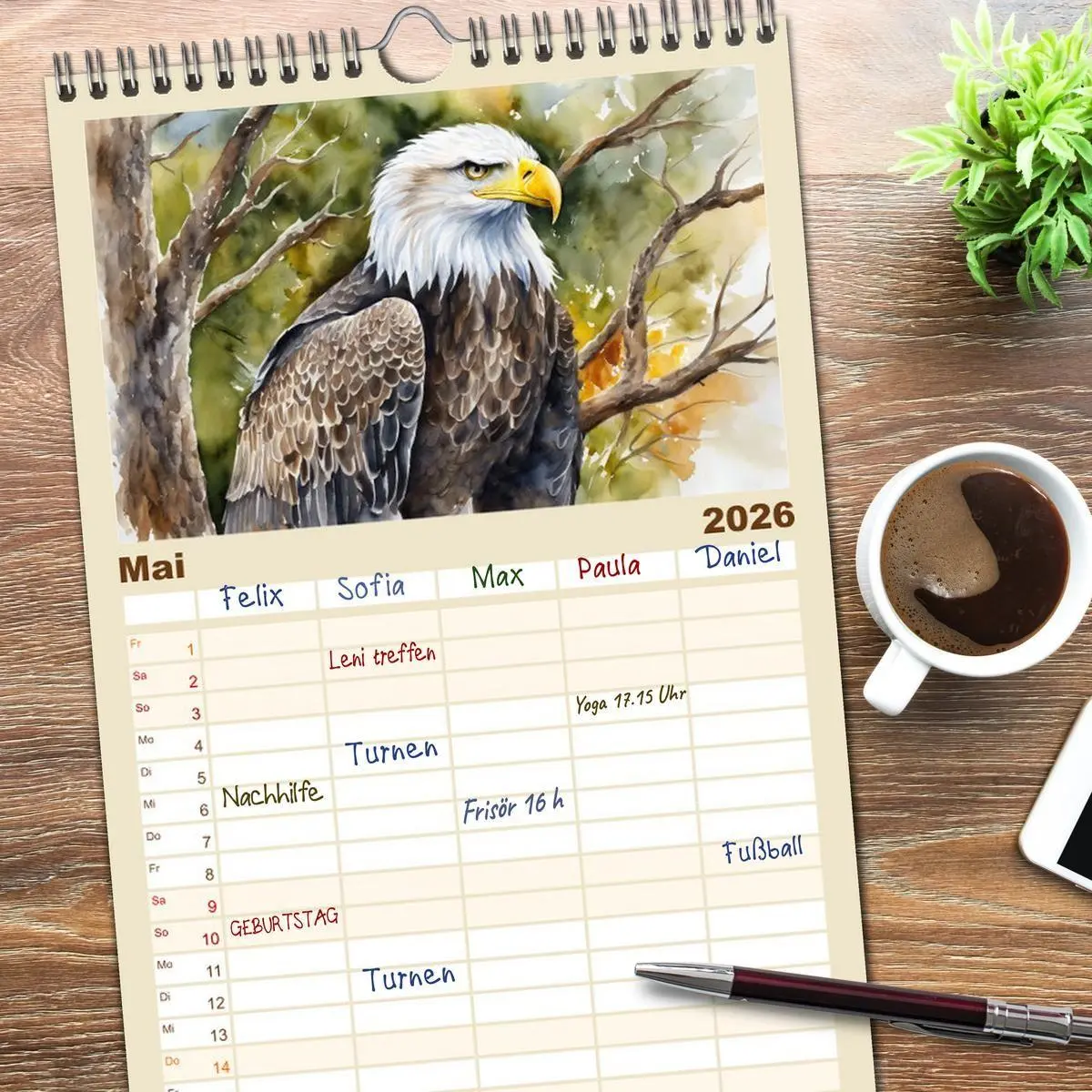 Bild: 9783516492699 | Familienplaner 2026 - Weißkopfseeadler - Majestätische Vögel mit 5...
