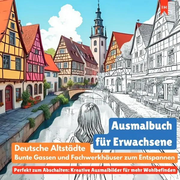 Cover: 9783819052699 | Ausmalbuch für Erwachsene: Deutsche Altstädte, bunte Gassen und...