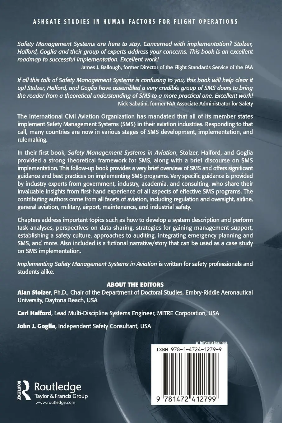Rückseite: 9781472412799 | Implementing Safety Management Systems in Aviation | Stolzer (u. a.)