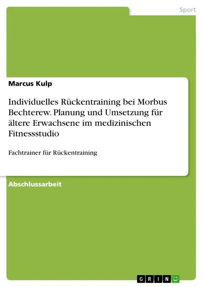 Cover: 9783389152799 | Individuelles Rückentraining bei Morbus Bechterew. Planung und...