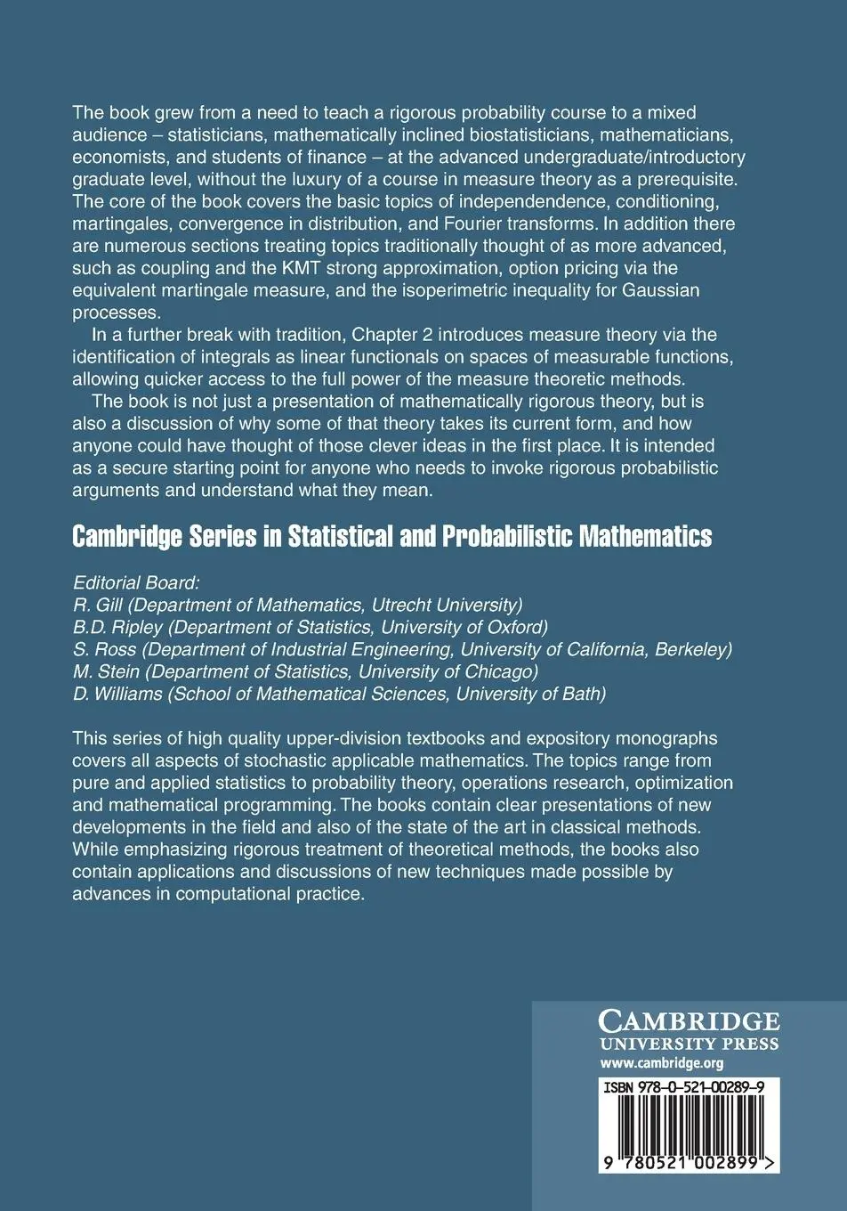 Rückseite: 9780521002899 | A User's Guide to Measure Theoretic Probability | David Pollard | Buch