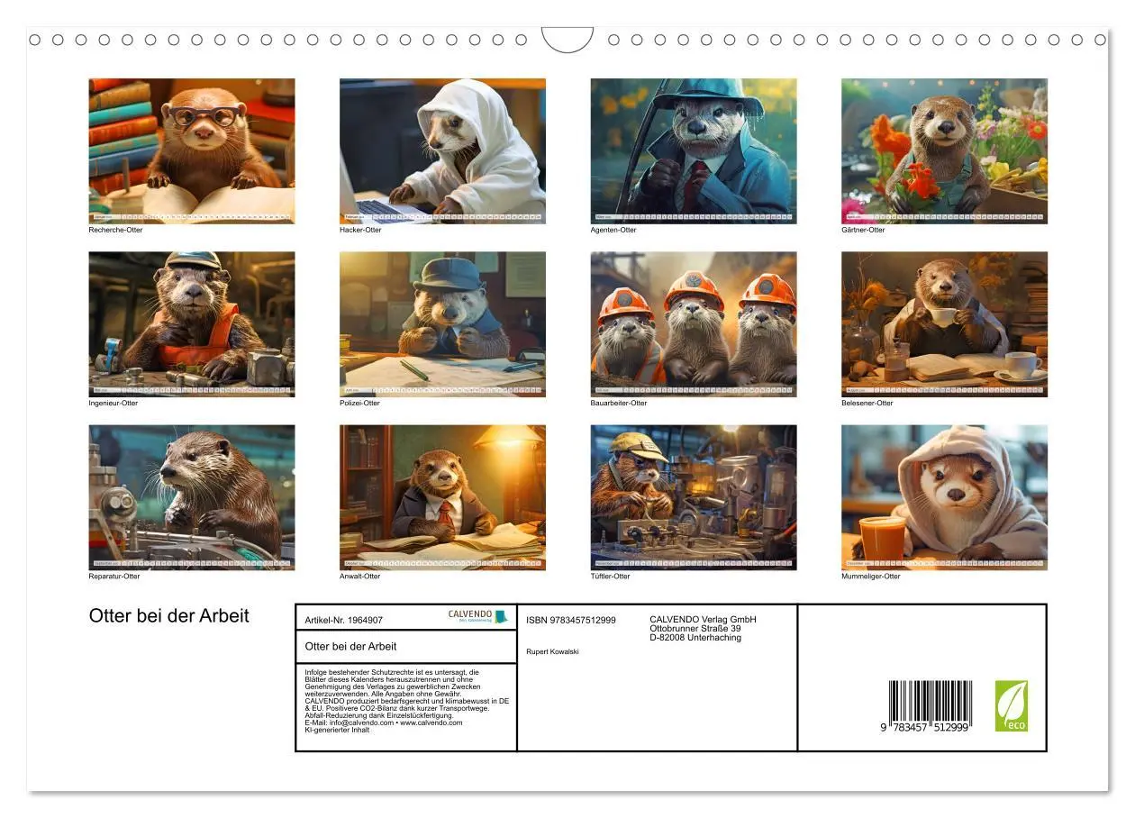 Bild: 9783457512999 | Otter bei der Arbeit (Wandkalender 2026 DIN A3 quer), CALVENDO...