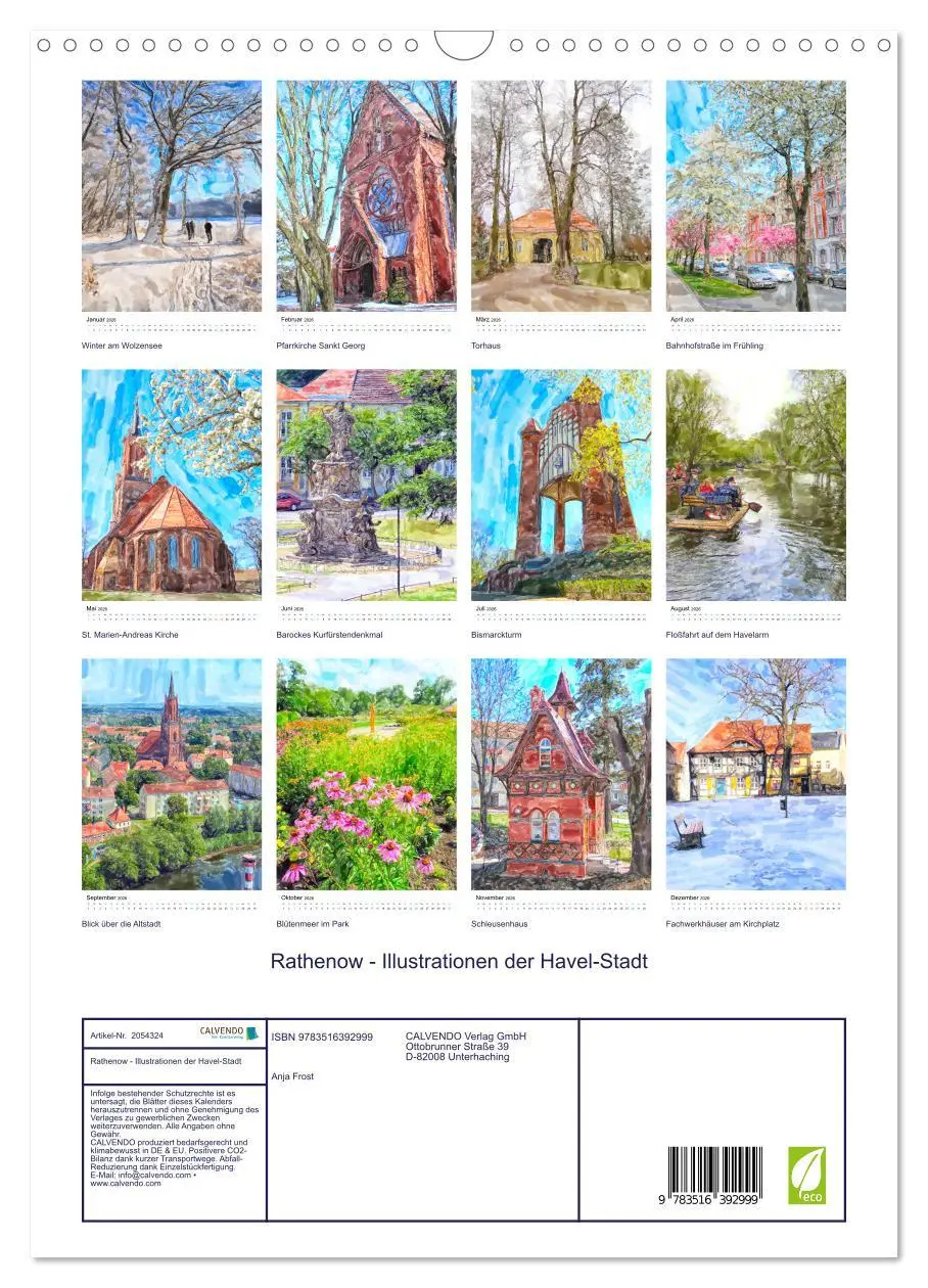 Bild: 9783516392999 | Rathenow - Illustrationen der Havel-Stadt (Wandkalender 2026 DIN A3...