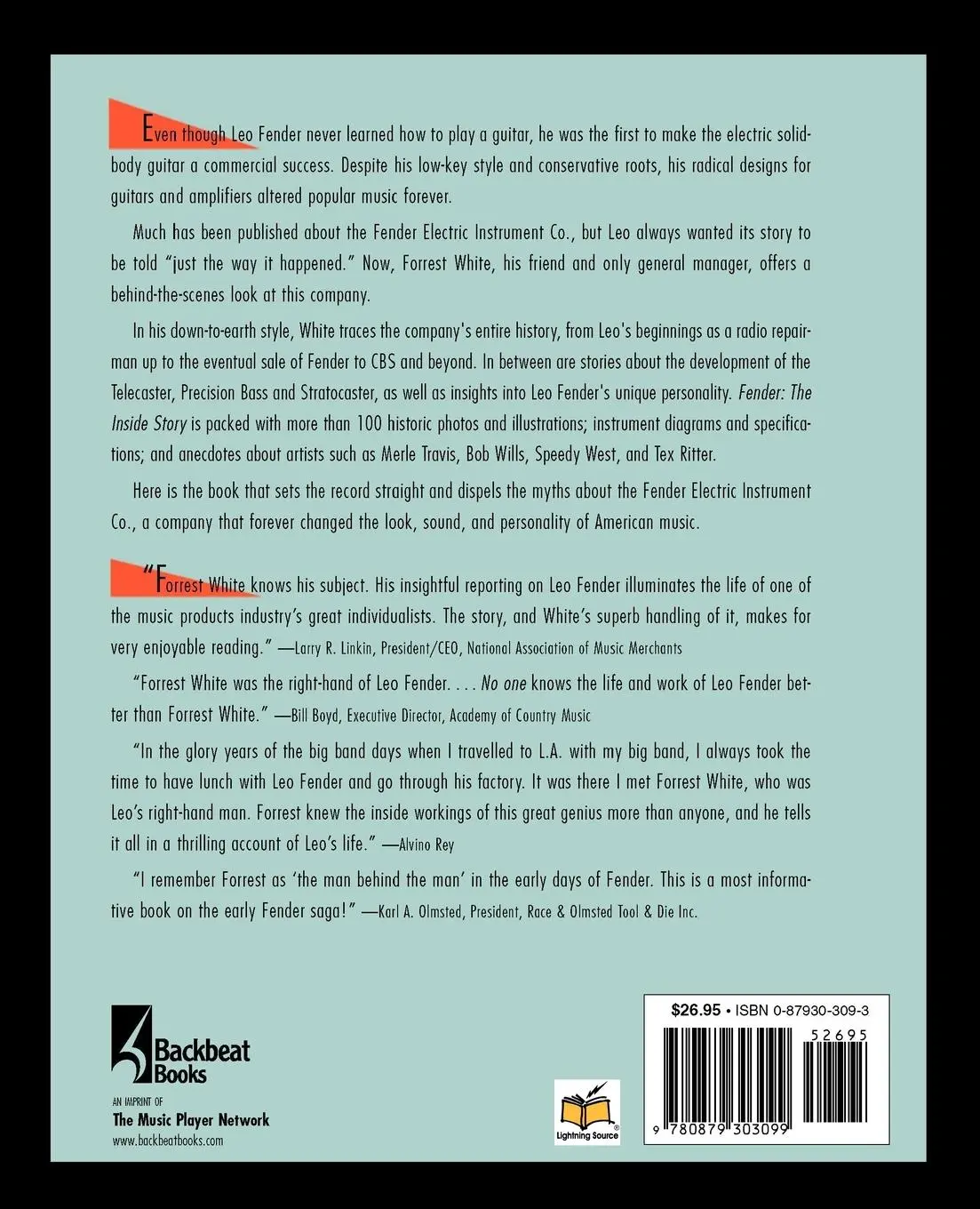 Rückseite: 9780879303099 | Fender | The Inside Story | Forrest White | Taschenbuch | Englisch