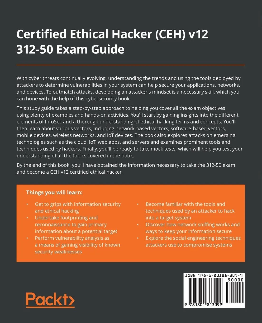 Rückseite: 9781801813099 | Certified Ethical Hacker (CEH) v12 312-50 Exam Guide | Dale Meredith