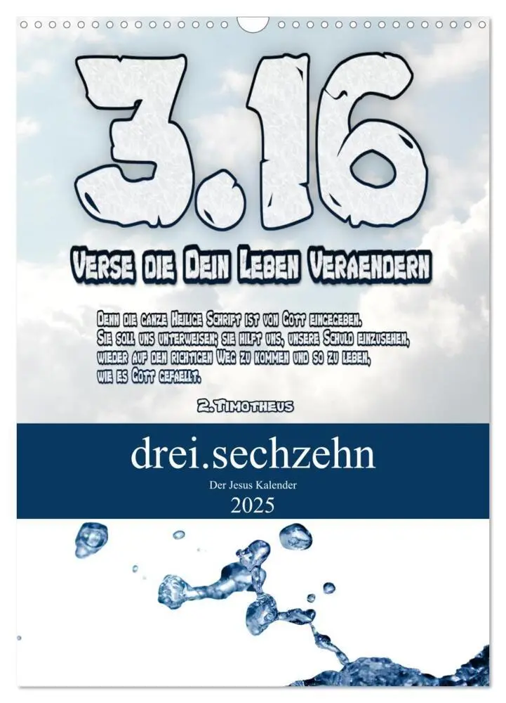 Cover: 9783435933099 | drei.sechzehn - Der Jesus Kalender (Wandkalender 2025 DIN A3 hoch),...
