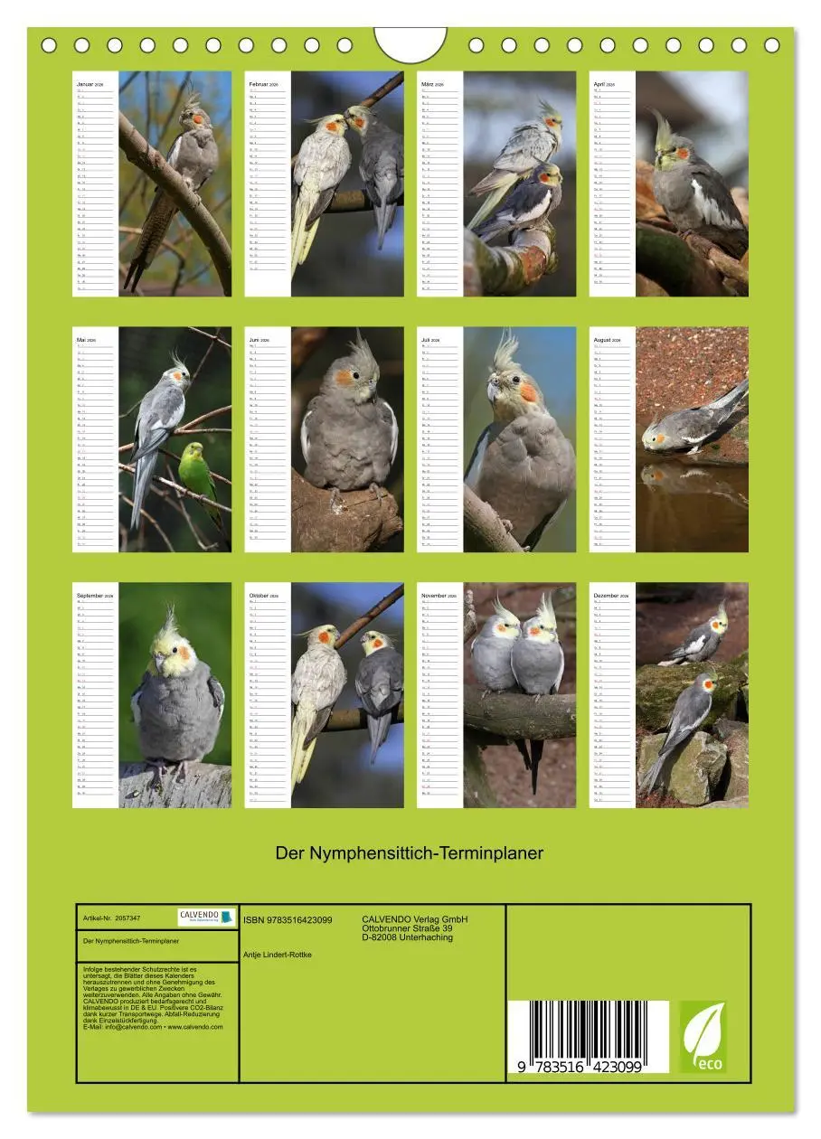Bild: 9783516423099 | Der Nymphensittich-Terminplaner (Wandkalender 2026 DIN A4 hoch),...