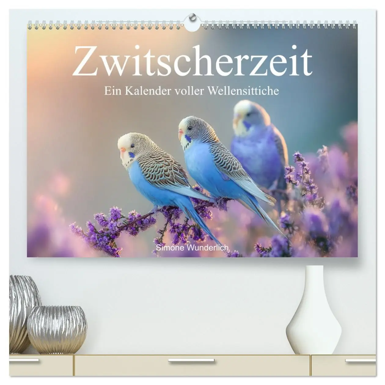 Cover: 9783516593099 | Zwitscherzeit - Ein Kalender voller Wellensittiche (hochwertiger...