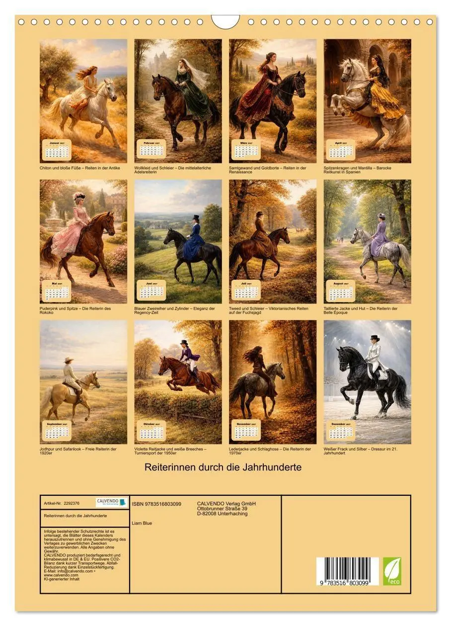 Bild: 9783516803099 | Reiterinnen durch die Jahrhunderte (Wandkalender 2027 DIN A3 hoch),...