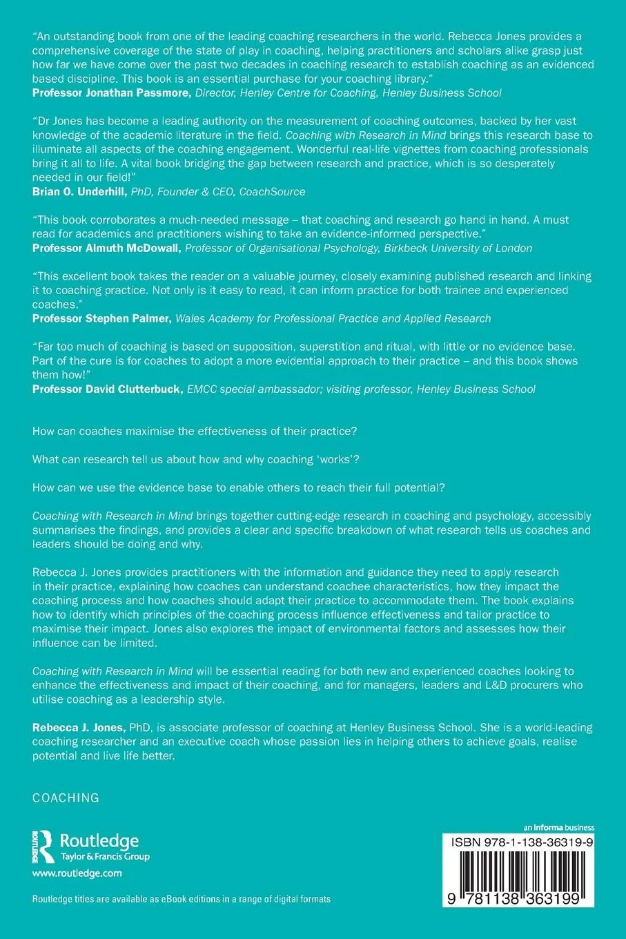 Rückseite: 9781138363199 | Coaching with Research in Mind | Rebecca J. Jones | Taschenbuch | 2020