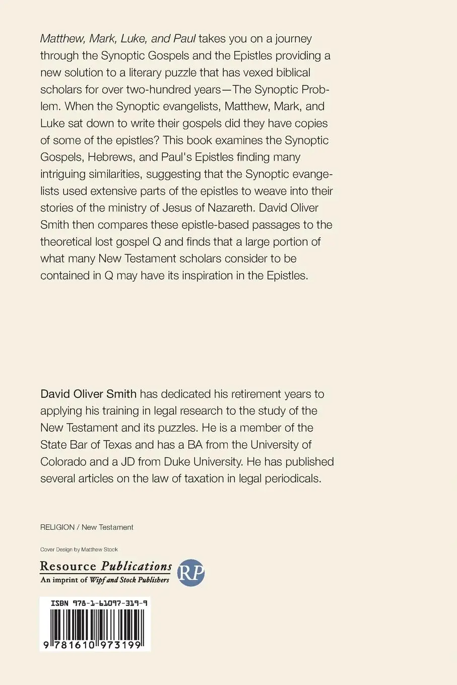 Rückseite: 9781610973199 | Matthew, Mark, Luke, and Paul | David Oliver Smith | Taschenbuch