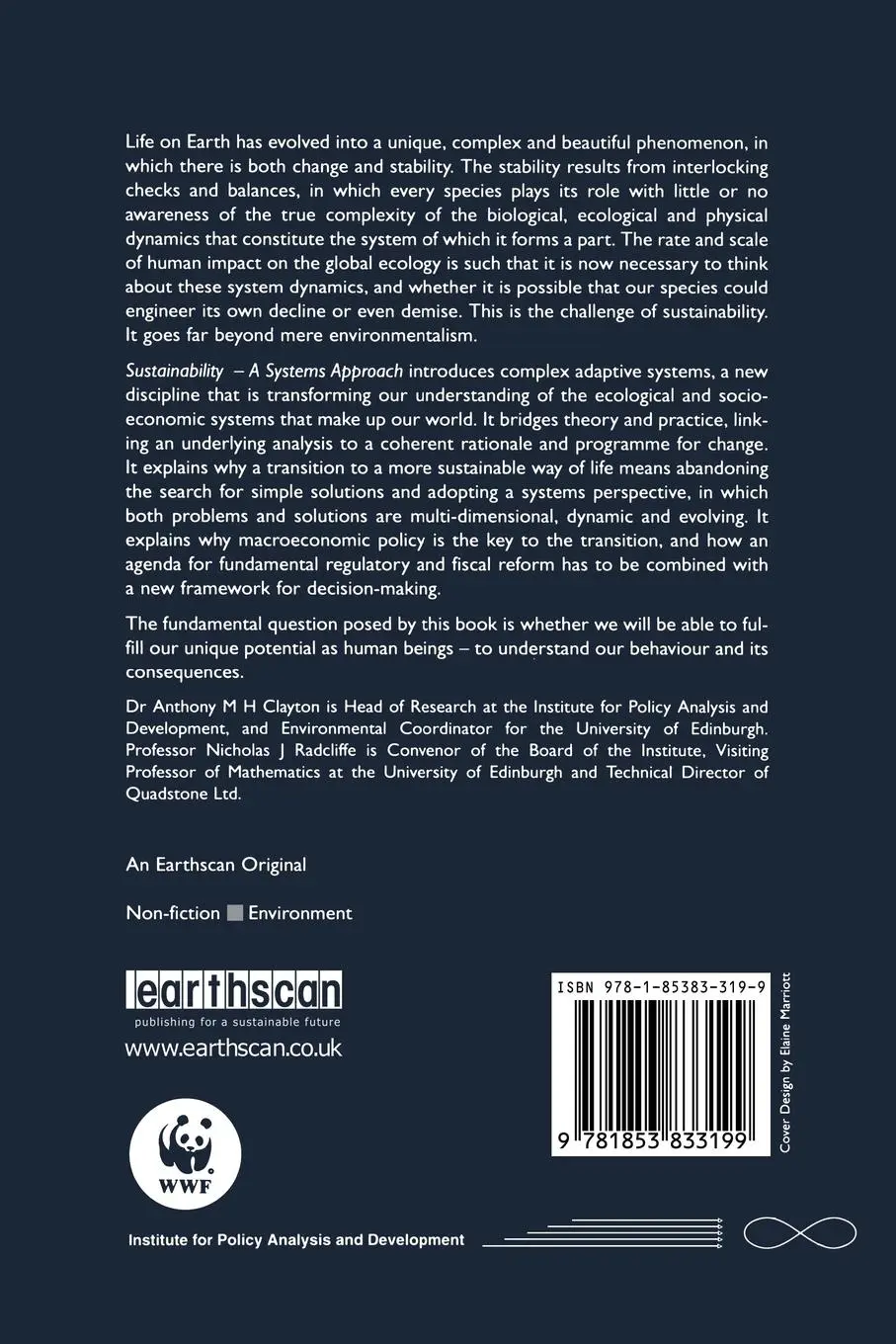 Rückseite: 9781853833199 | Sustainability | A Systems Approach | Tony Clayton (u. a.) | Buch