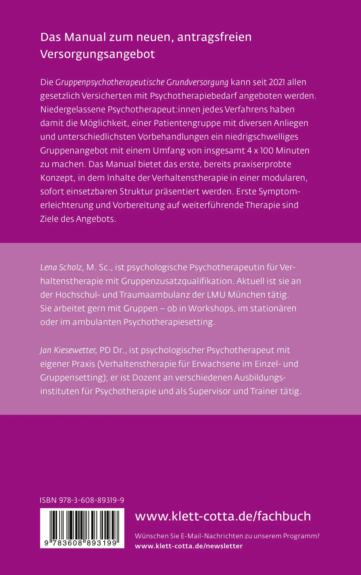 Rückseite: 9783608893199 | Gruppentherapeutische Grundversorgung (Leben Lernen, Bd. 345) | Buch