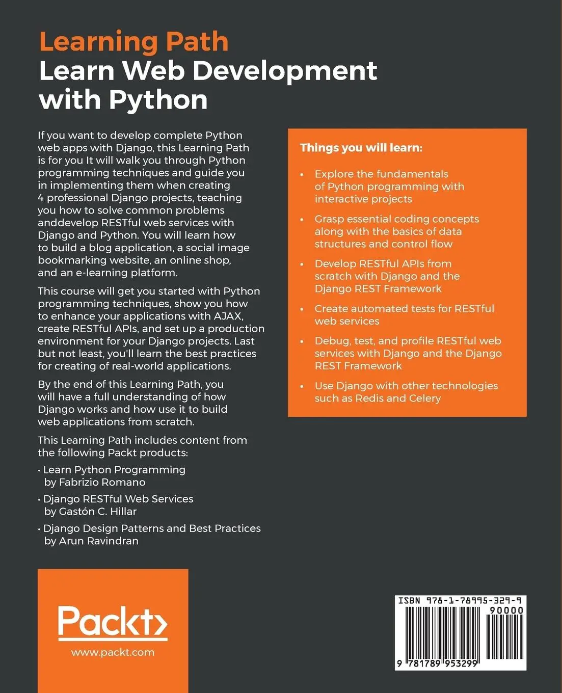 Rückseite: 9781789953299 | Learn Web Development with Python | Fabrizio Romano (u. a.) | Buch