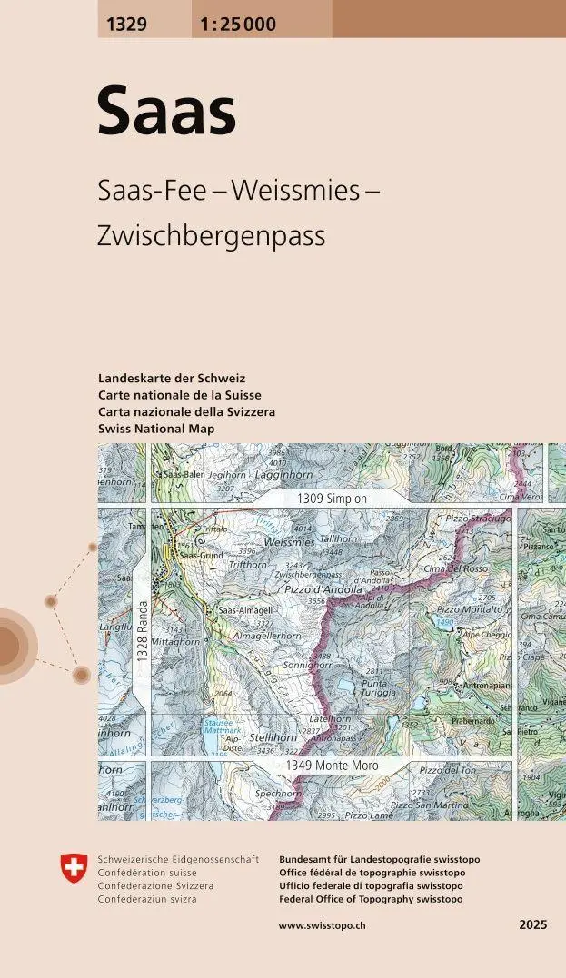 Cover: 9783302013299 | 1329 Saas | Saas-Fee - Weissmies - Zwischbergenpass | swisstopo | 2025