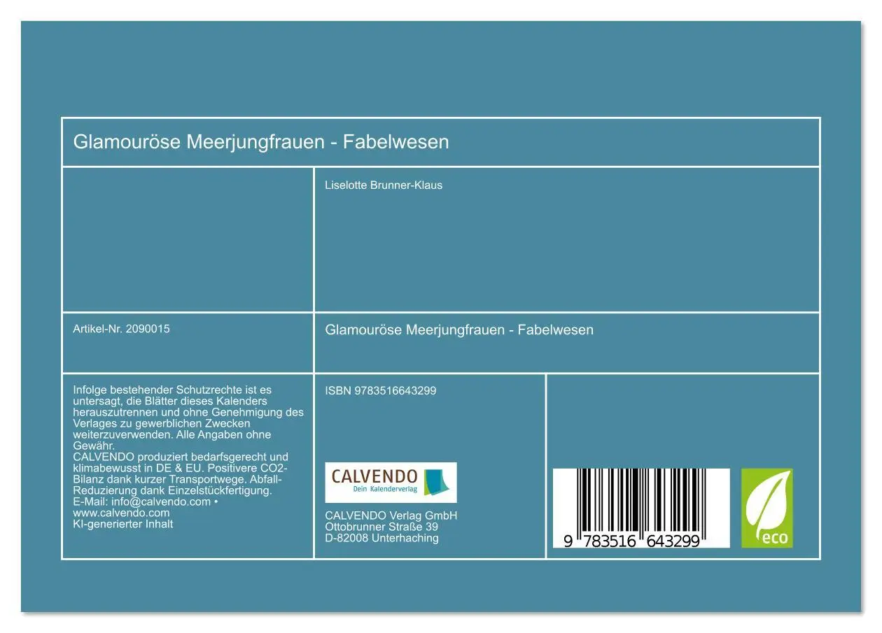 Bild: 9783516643299 | Glamouröse Meerjungfrauen - Fabelwesen (Tischkalender 2026 DIN A5...