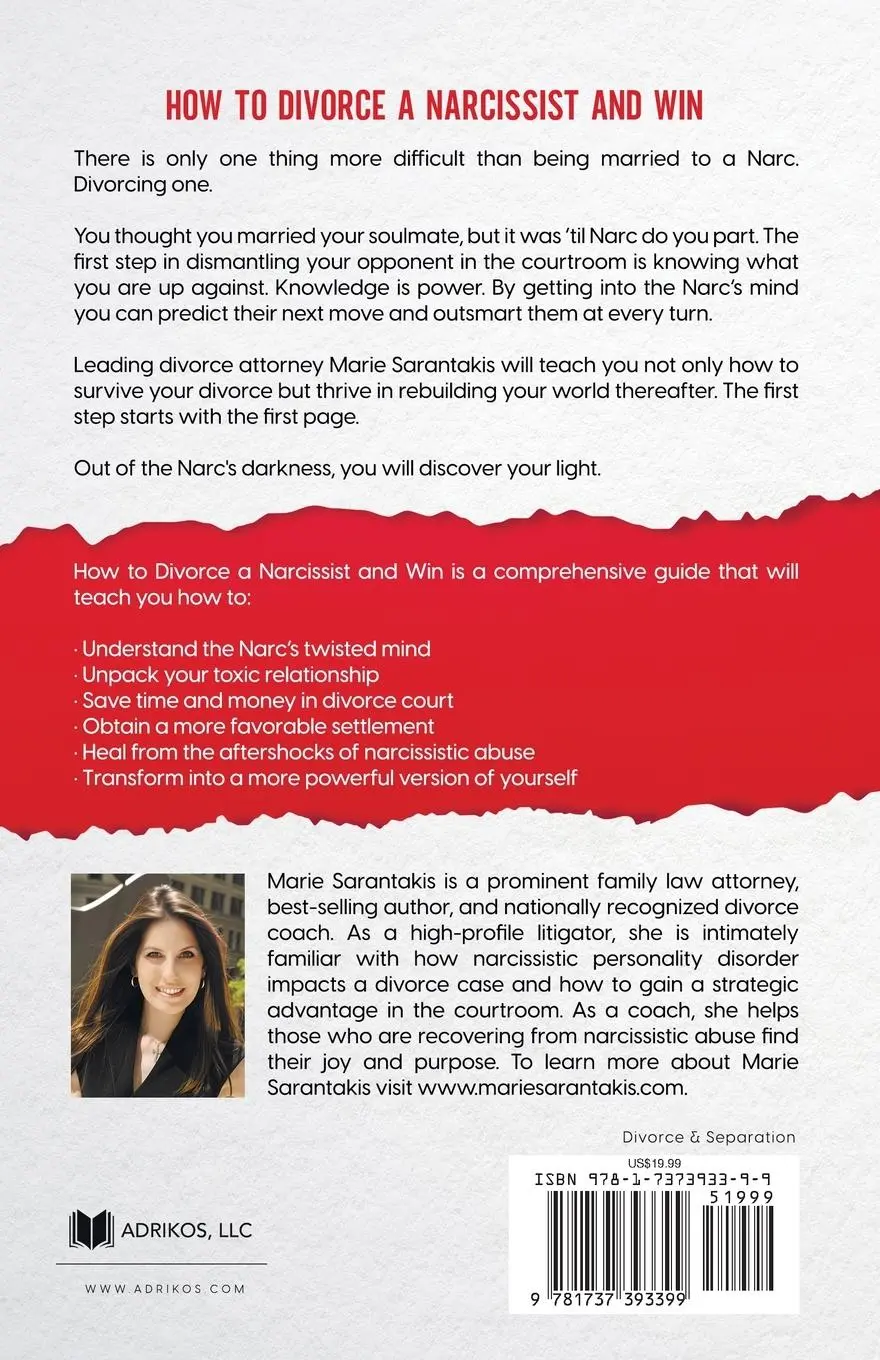 Rückseite: 9781737393399 | How to Divorce a Narcissist and Win | Marie Sarantakis | Taschenbuch