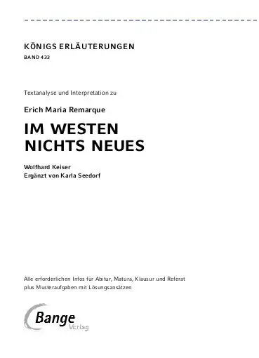 Bild: 9783129303399 | Im Westen nichts Neues von Erich Maria Remarque | Erich Maria Remarque