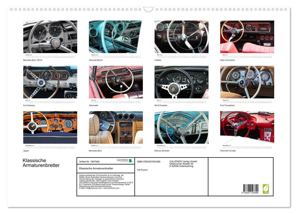 Bild: 9783457543399 | Klassische Armaturenbretter (Wandkalender 2026 DIN A2 quer),...
